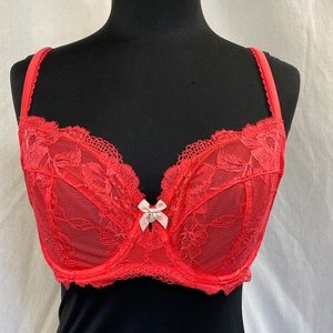 Sexy Victoria’s Secret 34DD dark coral unlined Demi lace bra w/free panty